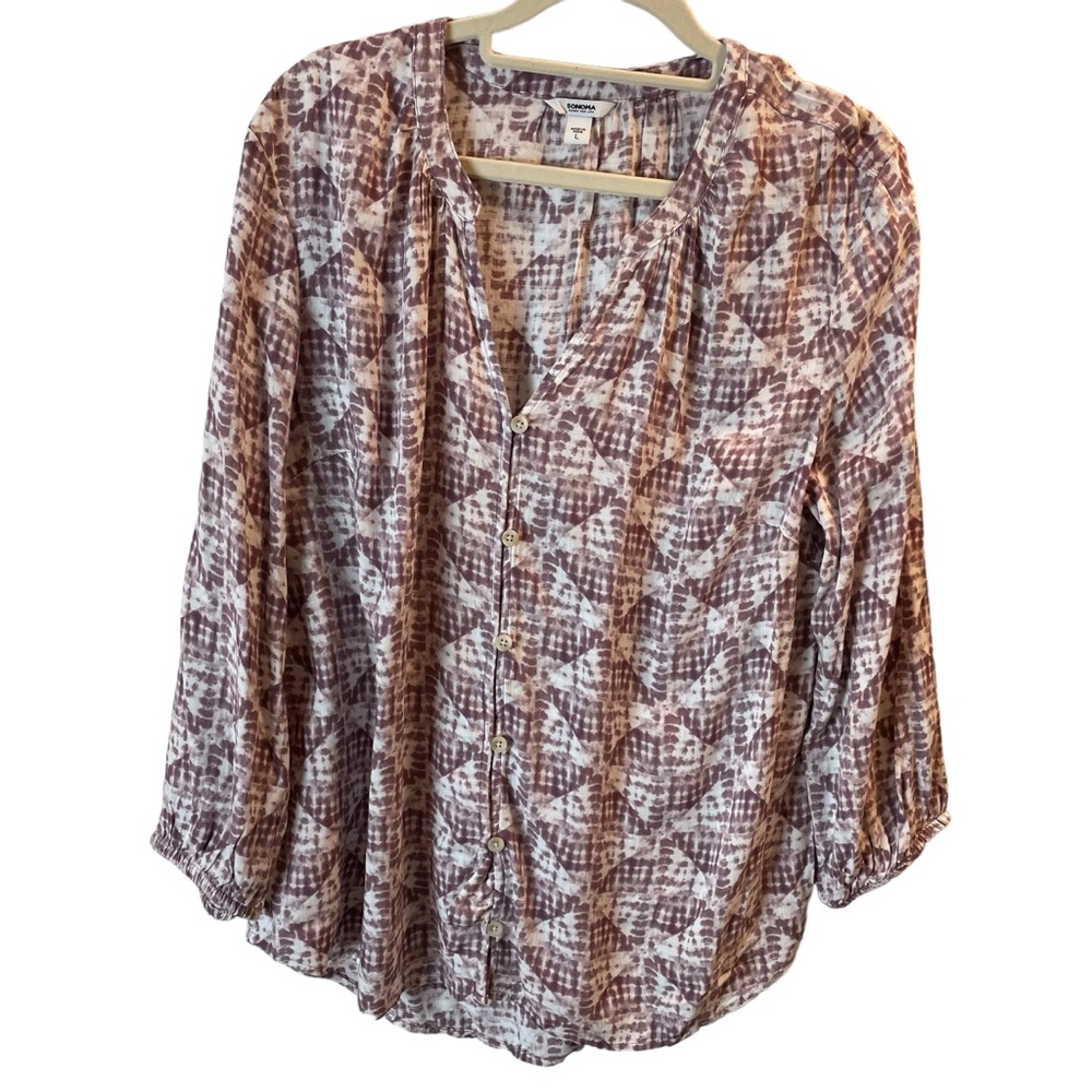 Sonoma Women’s Casual Top in Mauve with Buttons Size L